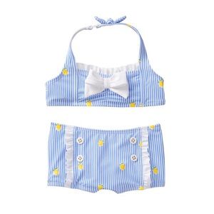 Jamie and Jack Girl Blue Pinstripe lemon bikini